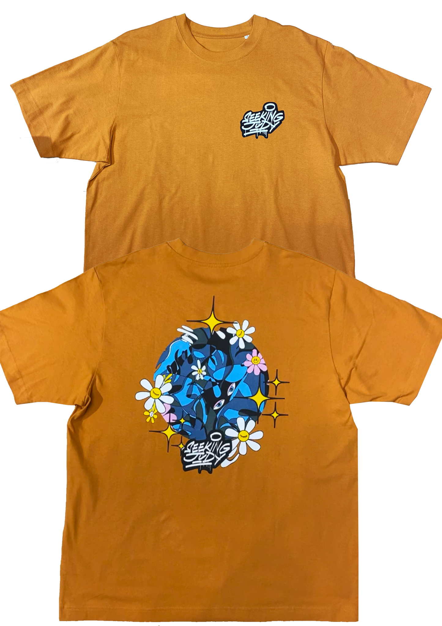 'Night Forest' Mustard Organic cotton T-shirt
