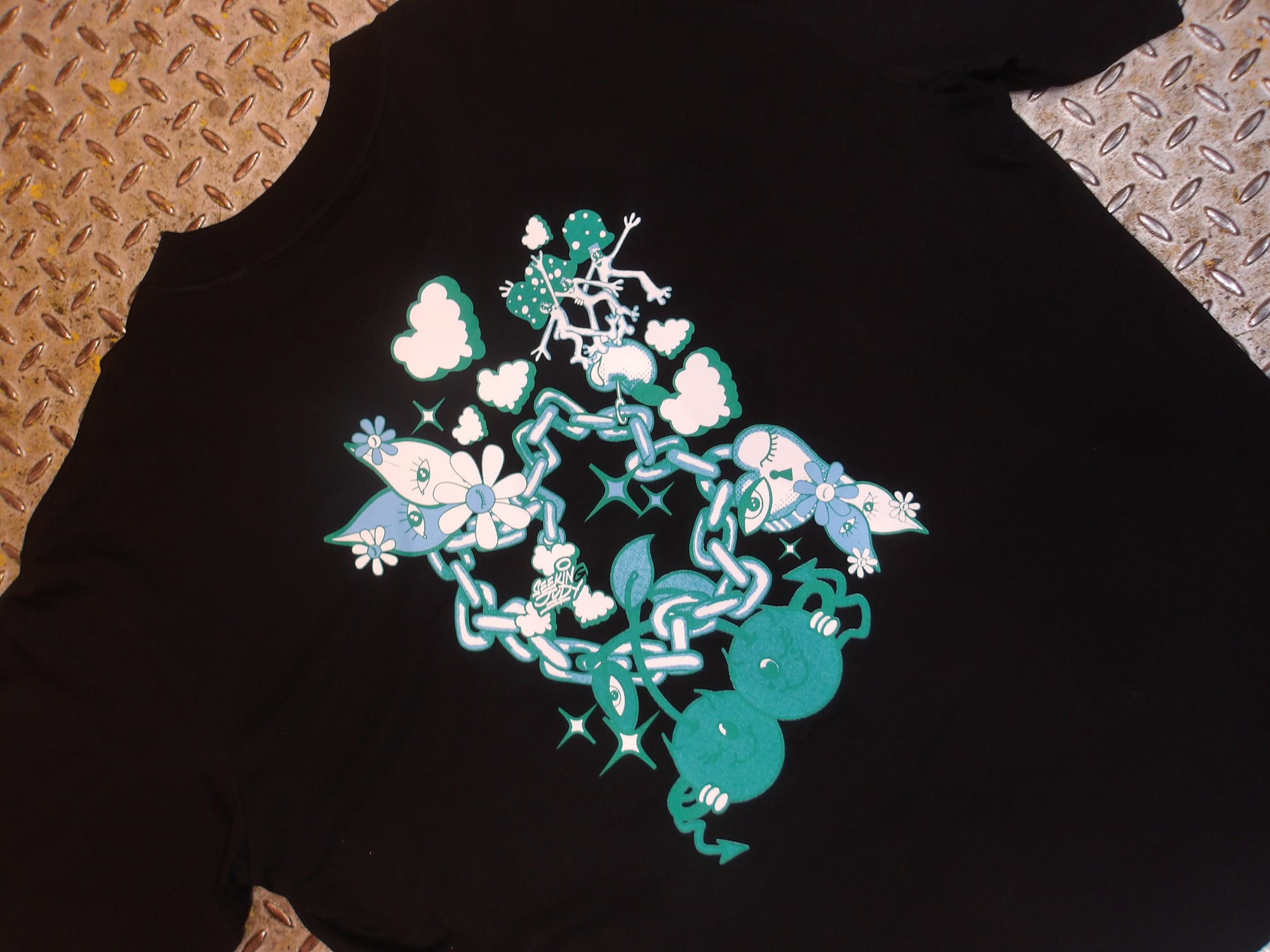 'Cheeky Cherries' Black oversized T-shirt
