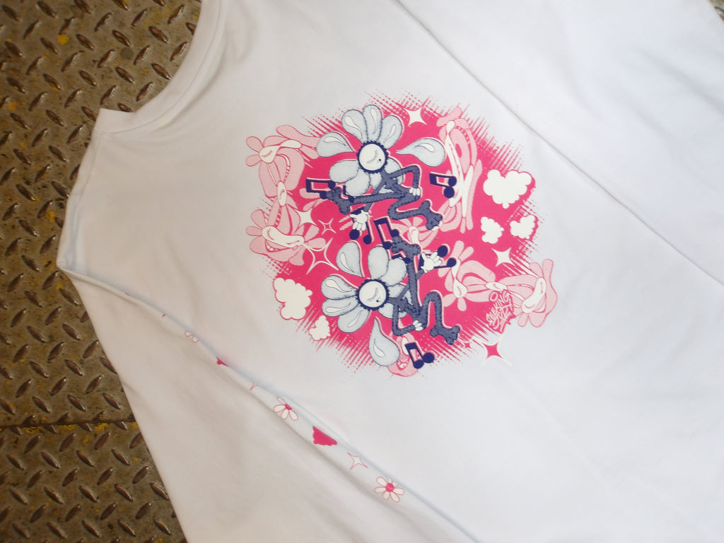 'Speed Run' Long Sleeve T-shirt in Organic Cotton White