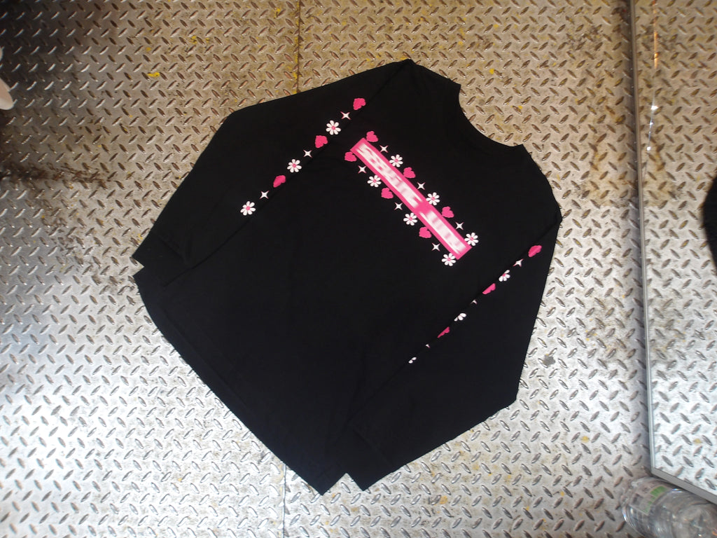 'Speed Run' Long Sleeve T-shirt in Organic Cotton Black and Pink