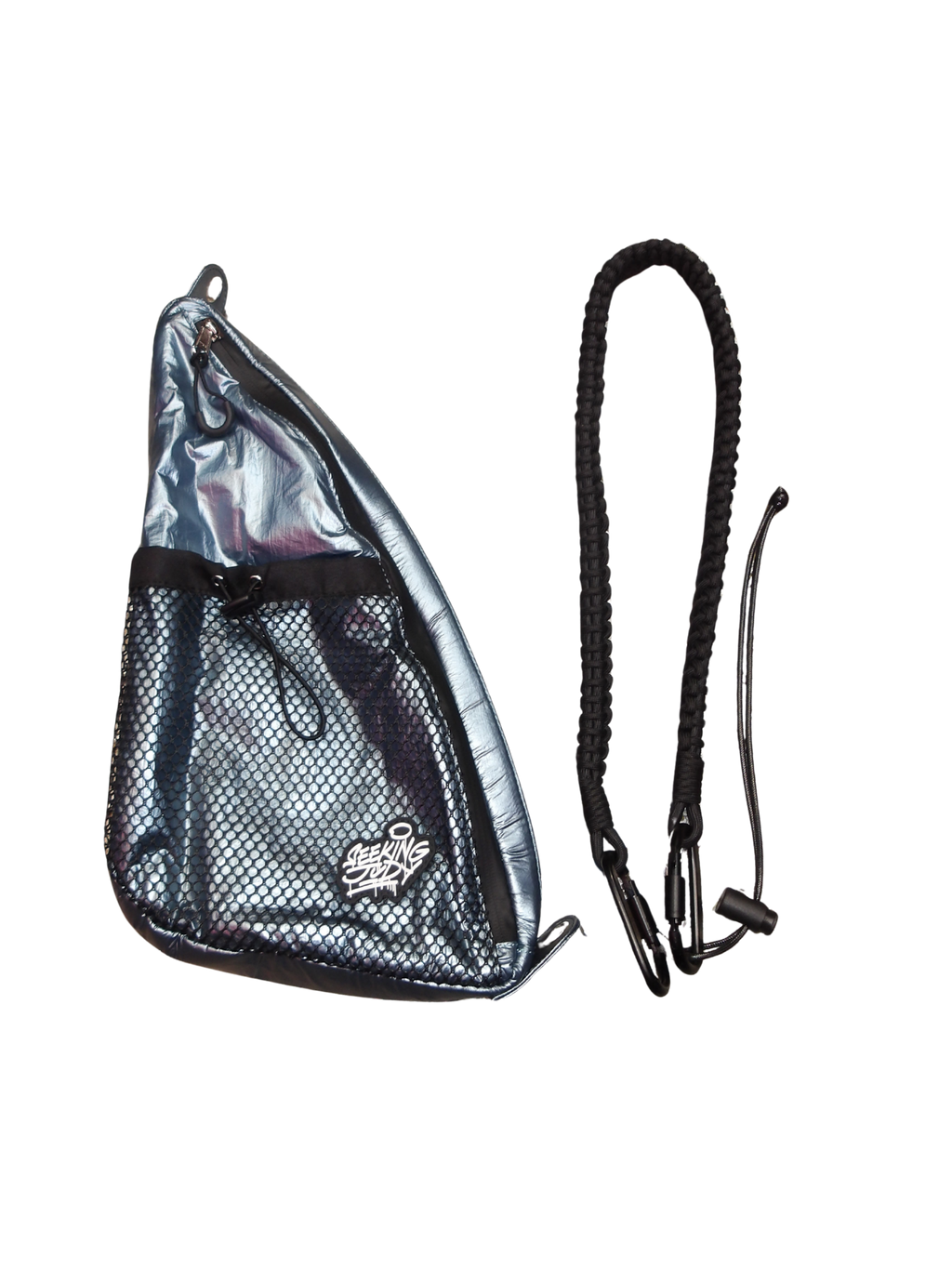 BLUE DOUBLE ZIP MINI SLING BAG