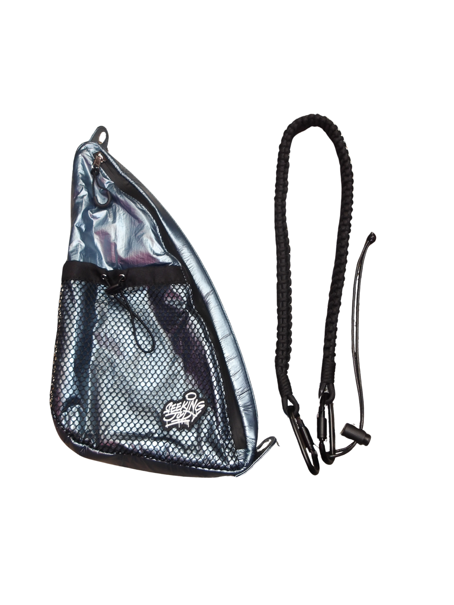 BLUE DOUBLE ZIP MINI SLING BAG