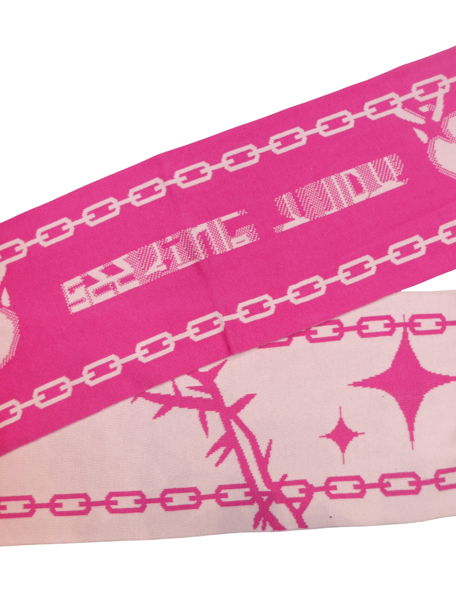 TWO TONED PINK SCARF WITH SEEKING JUDY GRAPHICS
