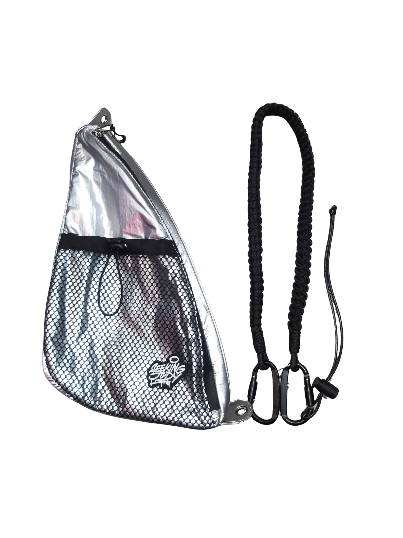 SILVER DOUBLE ZIP MINI SLING BAG