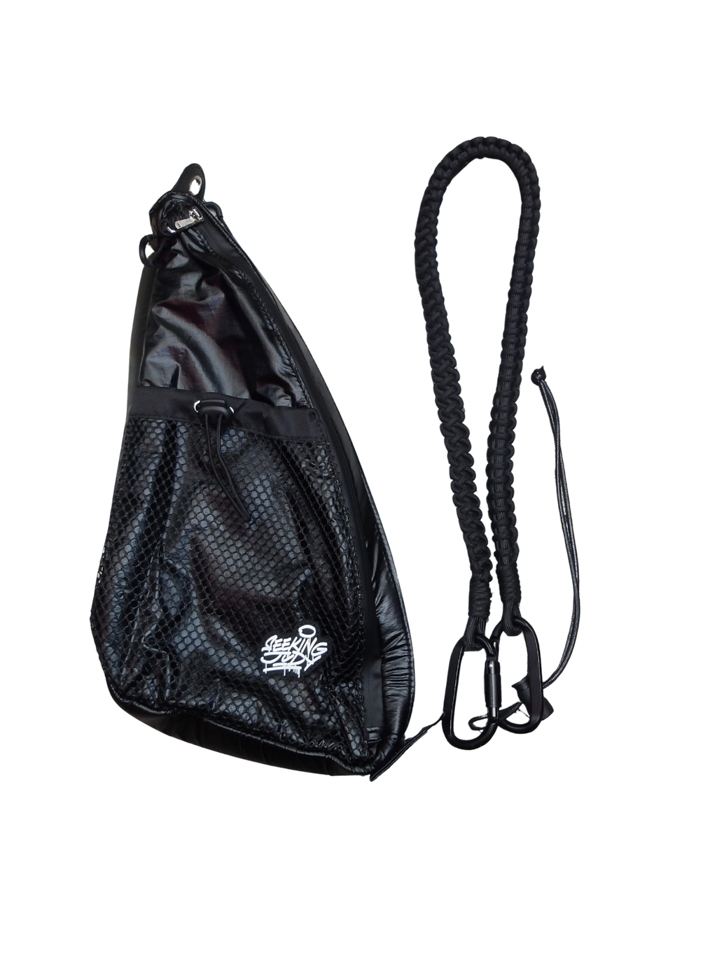 BLACK DOUBLE ZIP MINI SLING BAG
