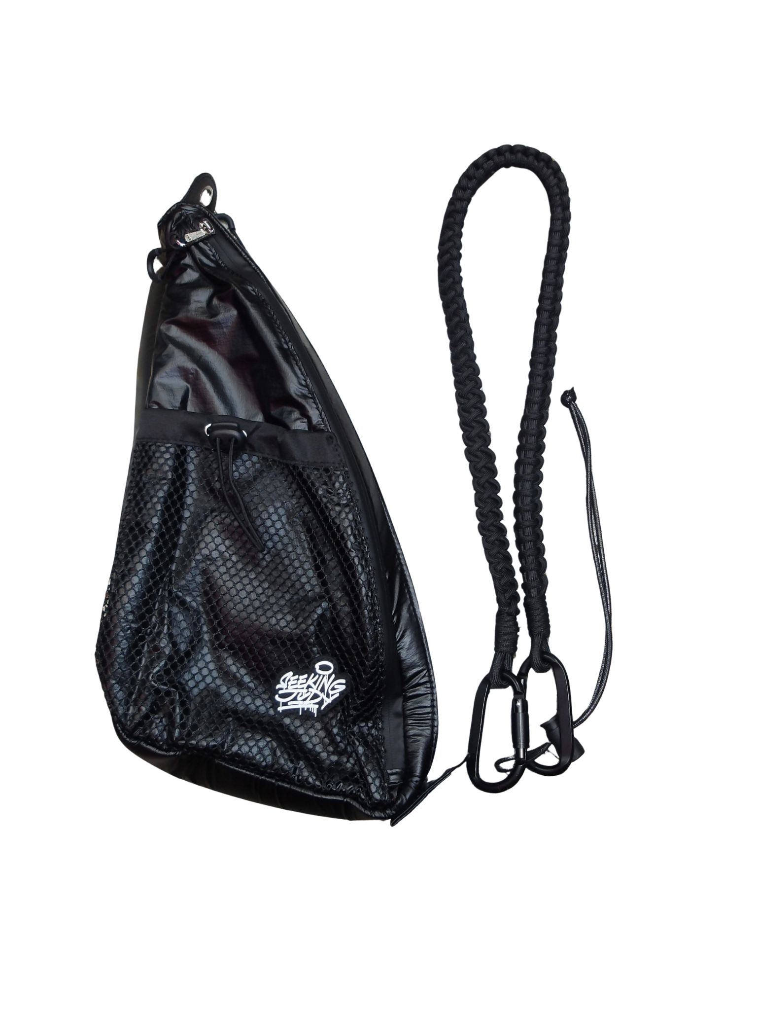 BLACK DOUBLE ZIP MINI SLING BAG