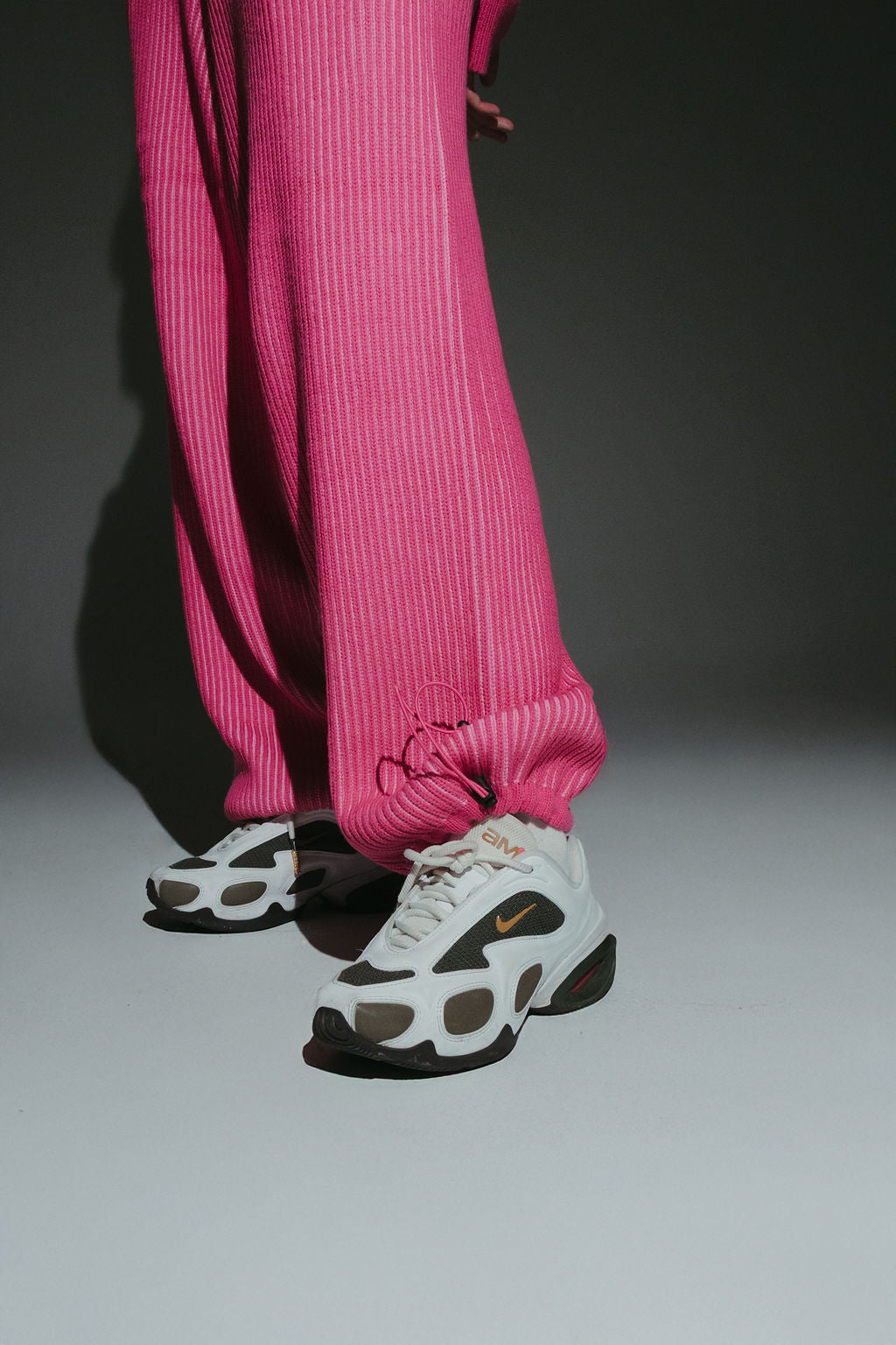 Pink 100% cotton rib knit tracksuit bottoms