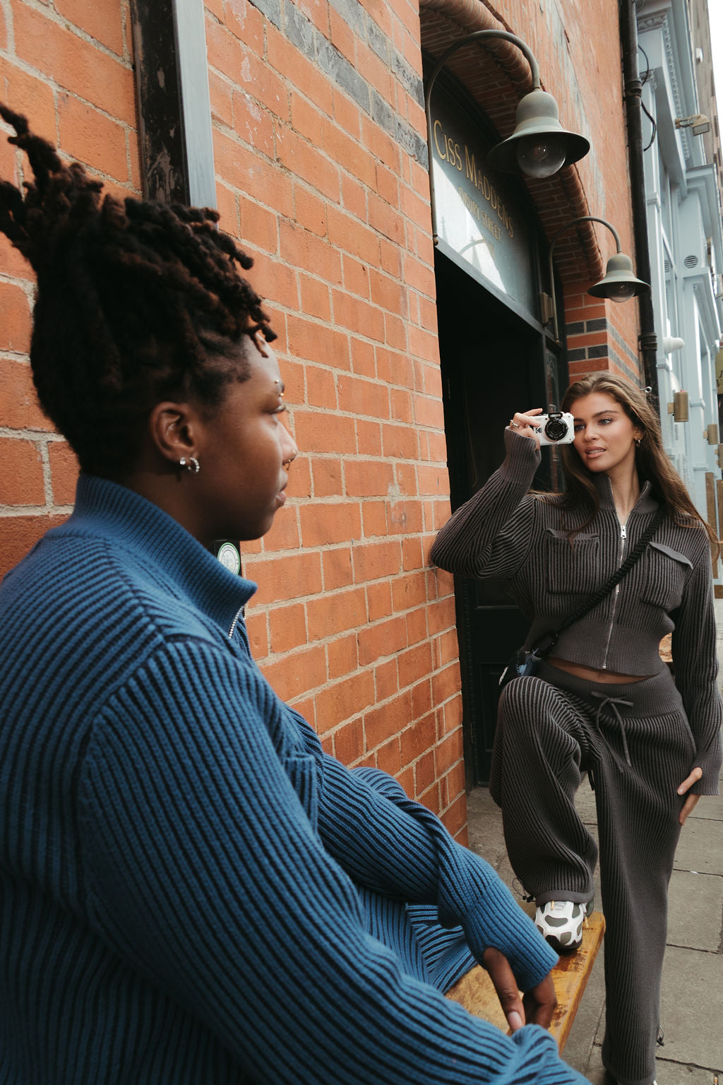 100% cotton rib knit tracksuit top Grey cropped fit