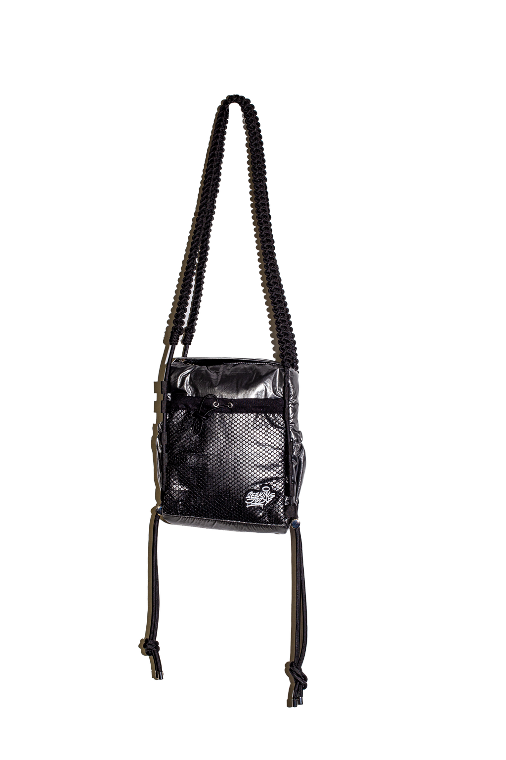 'Rain proof' Small Metallic Bag Black Metallic