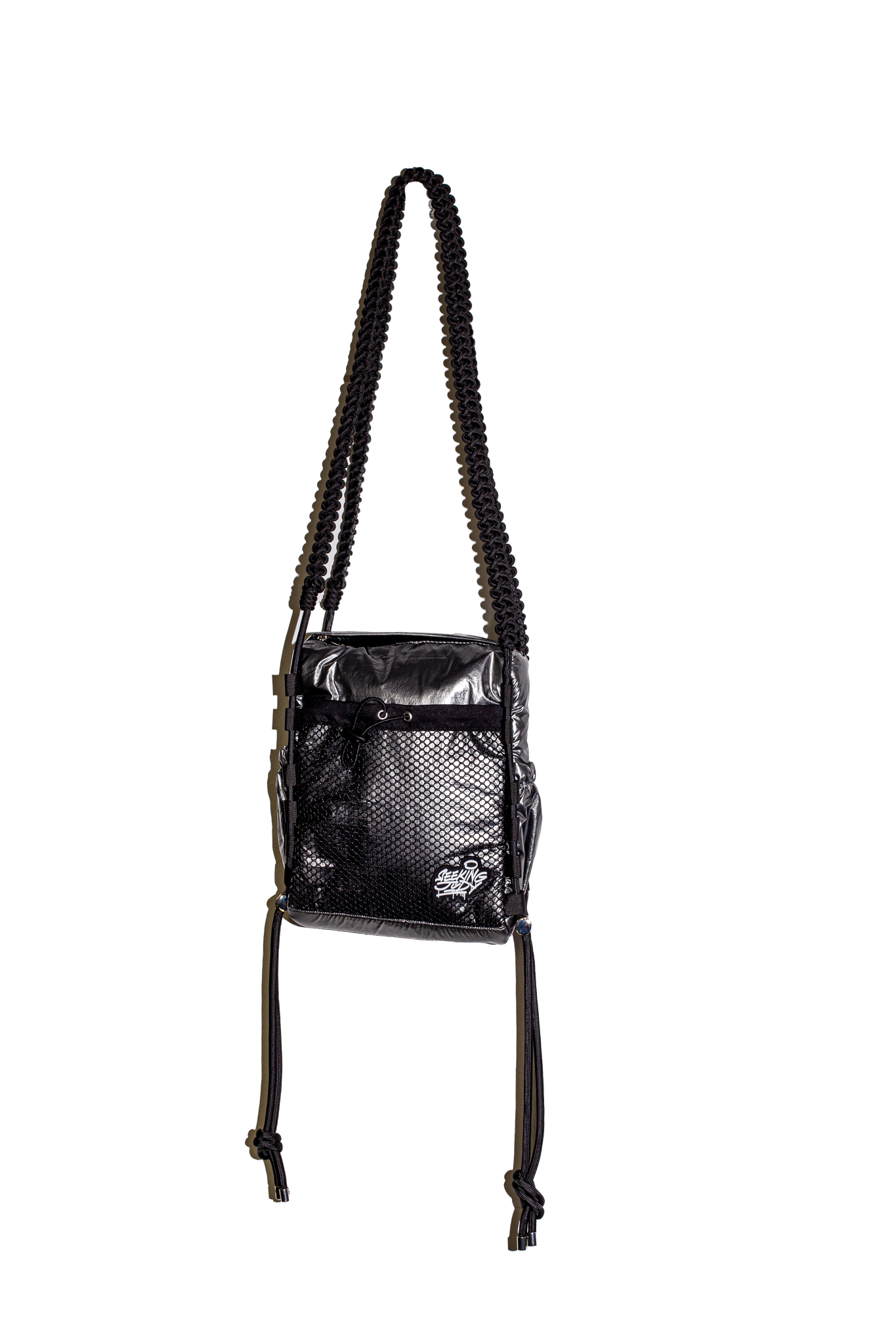 'Rain proof' Small Metallic Bag Black Metallic