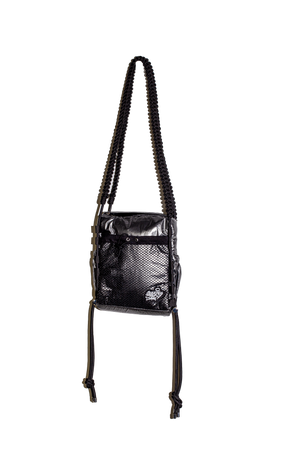 'Rain proof' Small Metallic Bag Black Metallic
