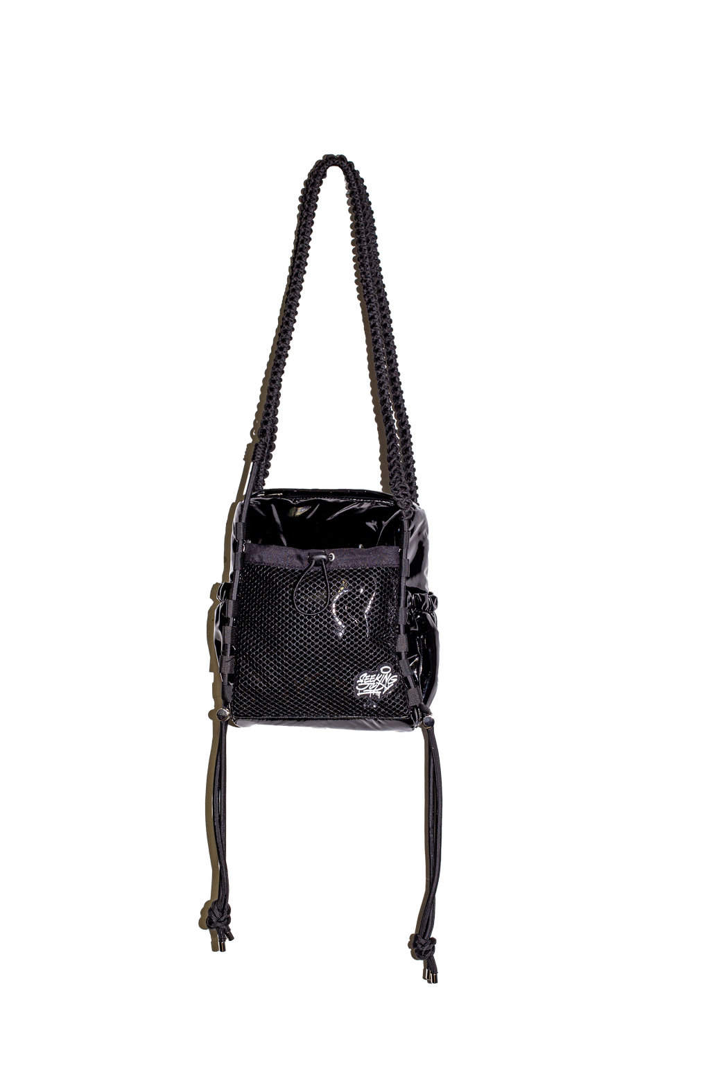 'Rain proof' Small Metallic Bag Black Patent