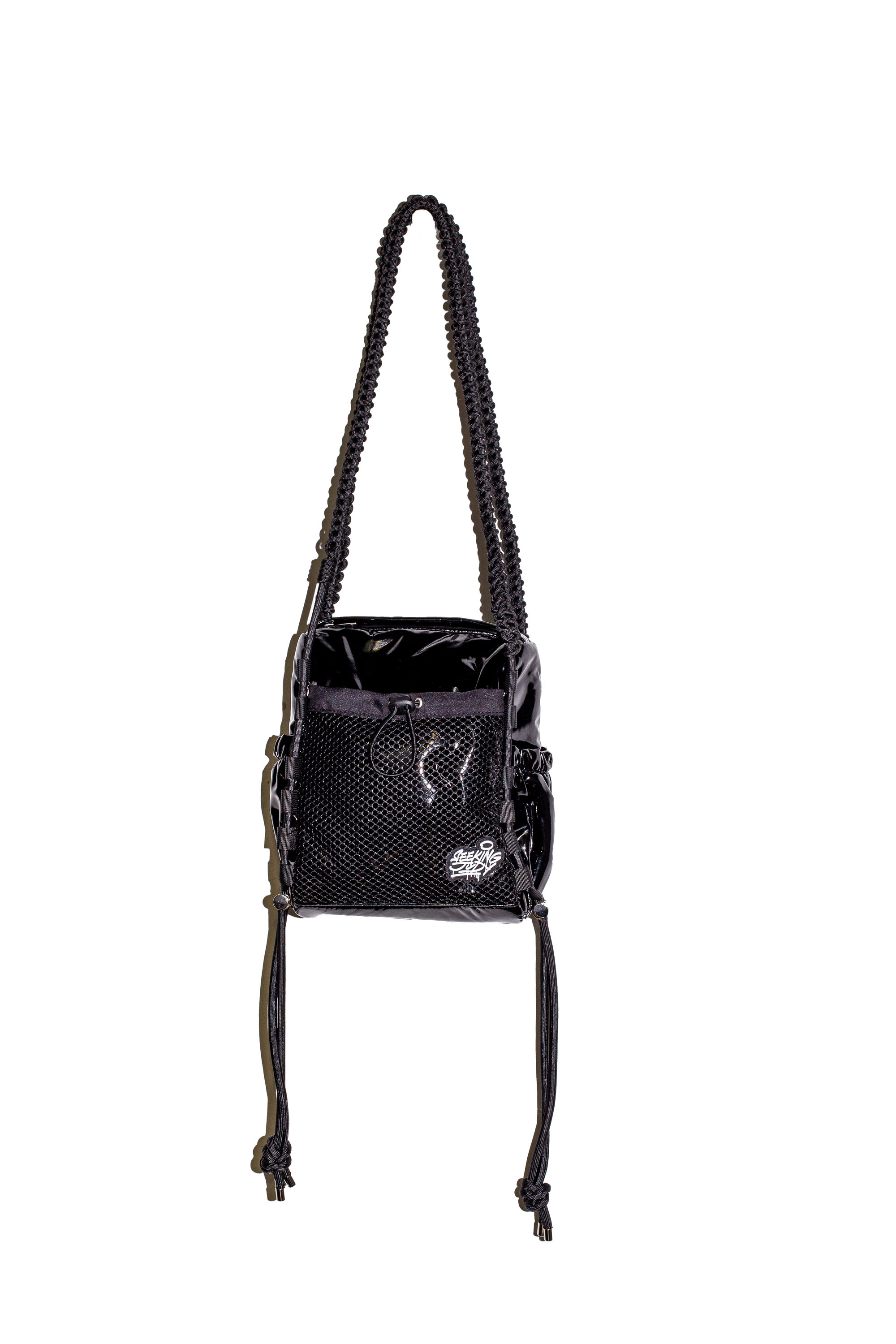 'Rain proof' Small Metallic Bag Black Patent