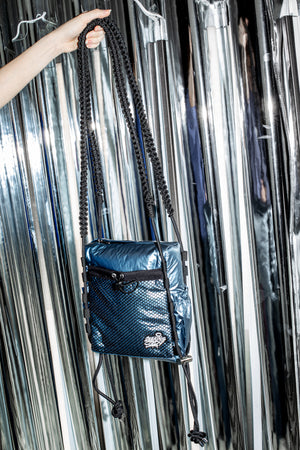 'Rain proof' Small Metallic Bag Blue