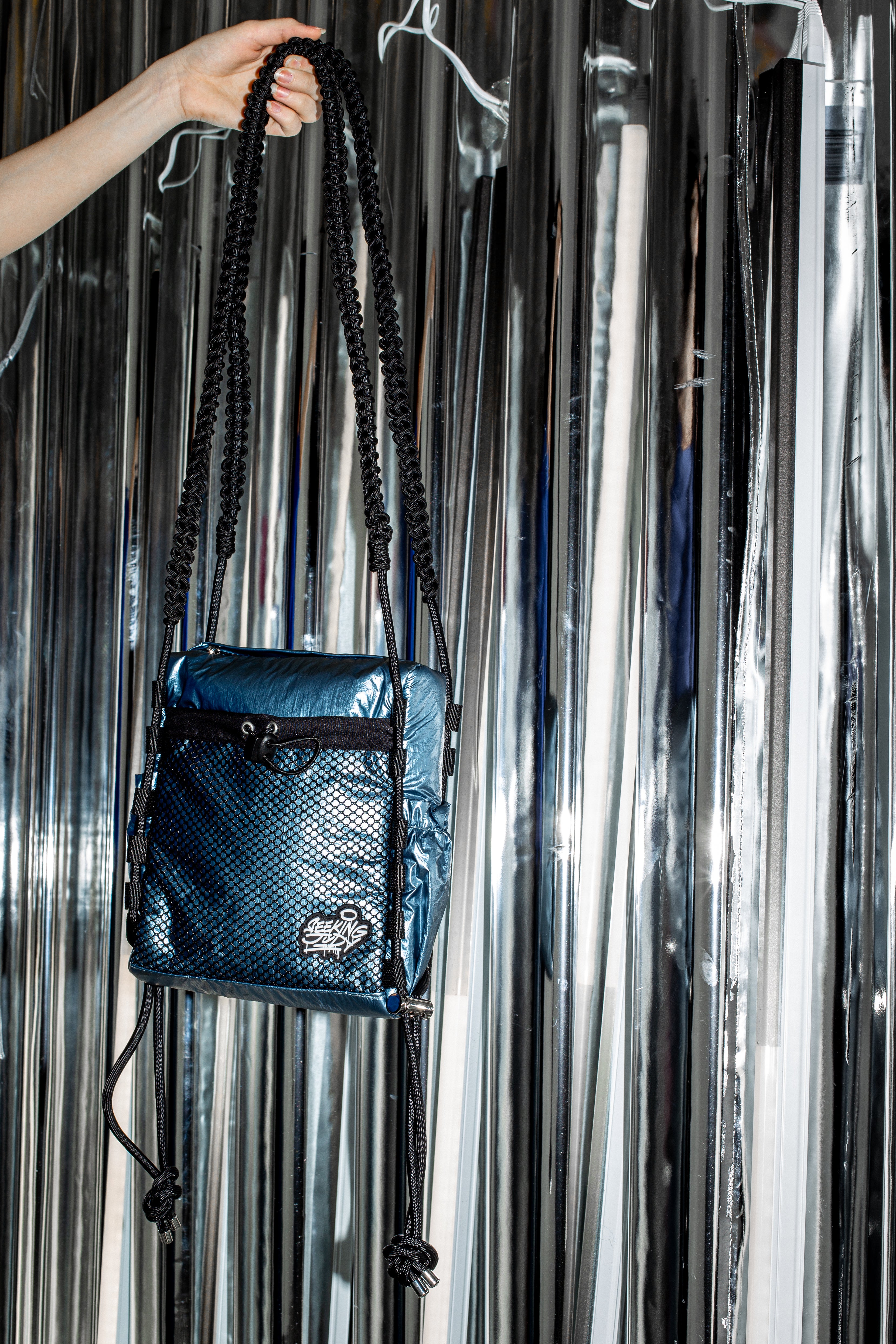 Rain proof' Small Metallic Bag Blue – Seeking Judy