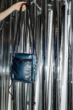 'Rain proof' Small Metallic Bag Blue