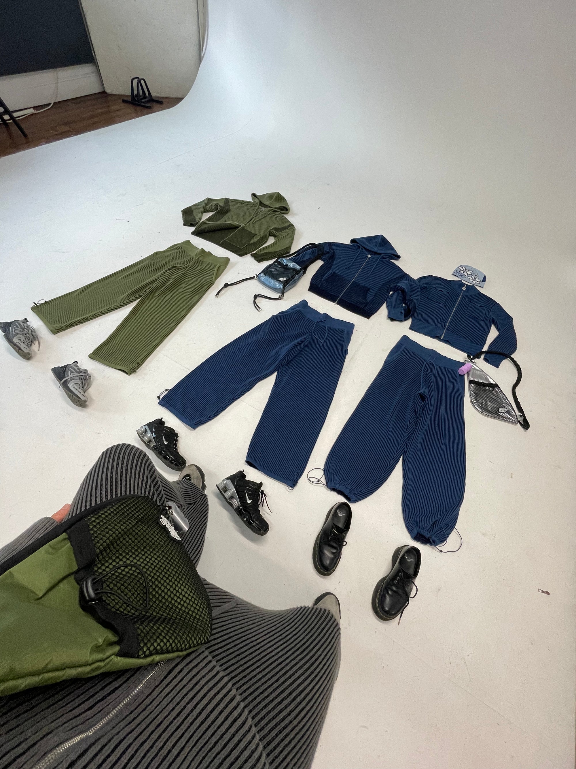 Blue Hooded 100% cotton rib knit tracksuit top