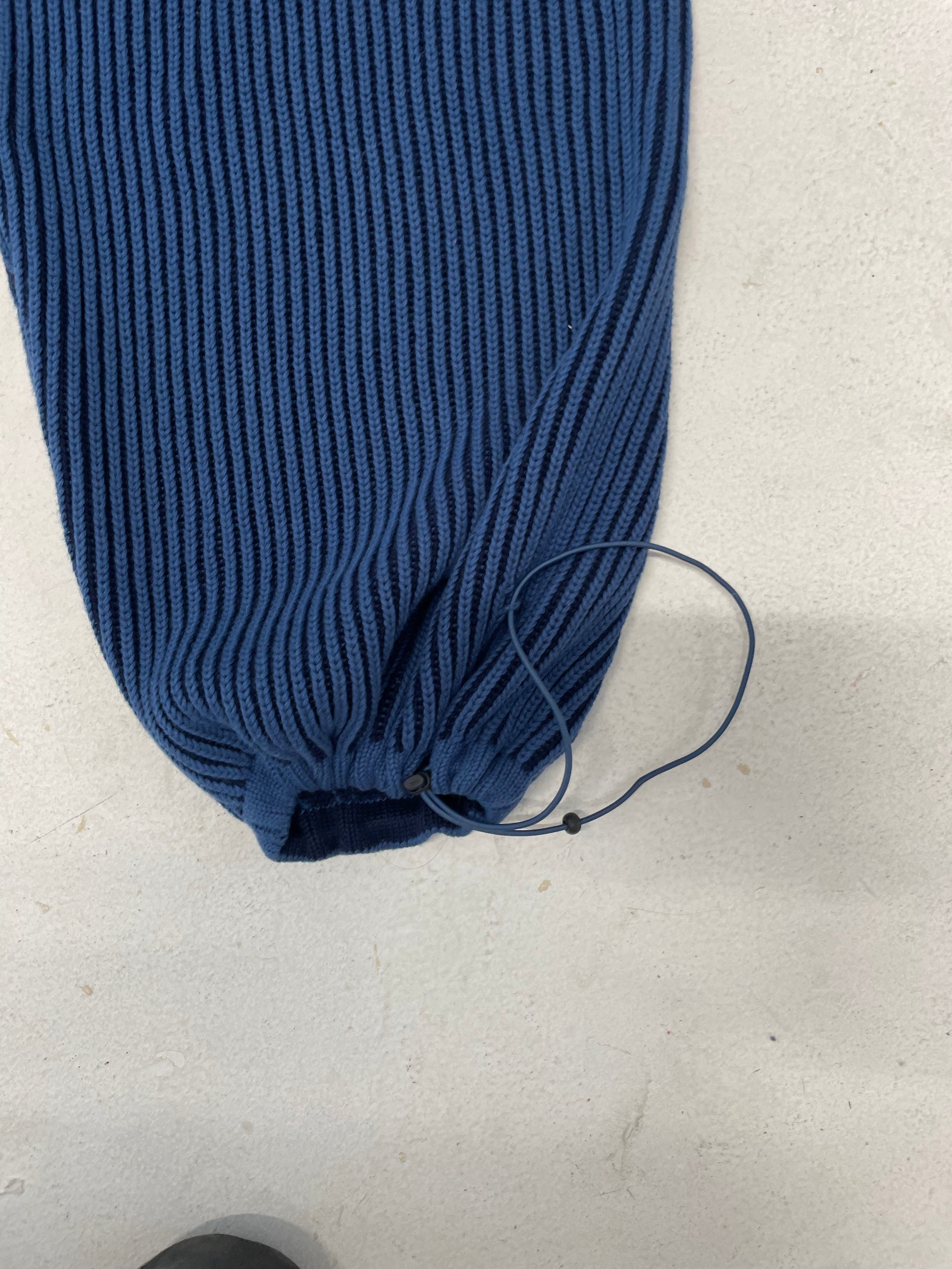 Blue 100% cotton rib knit tracksuit bottoms