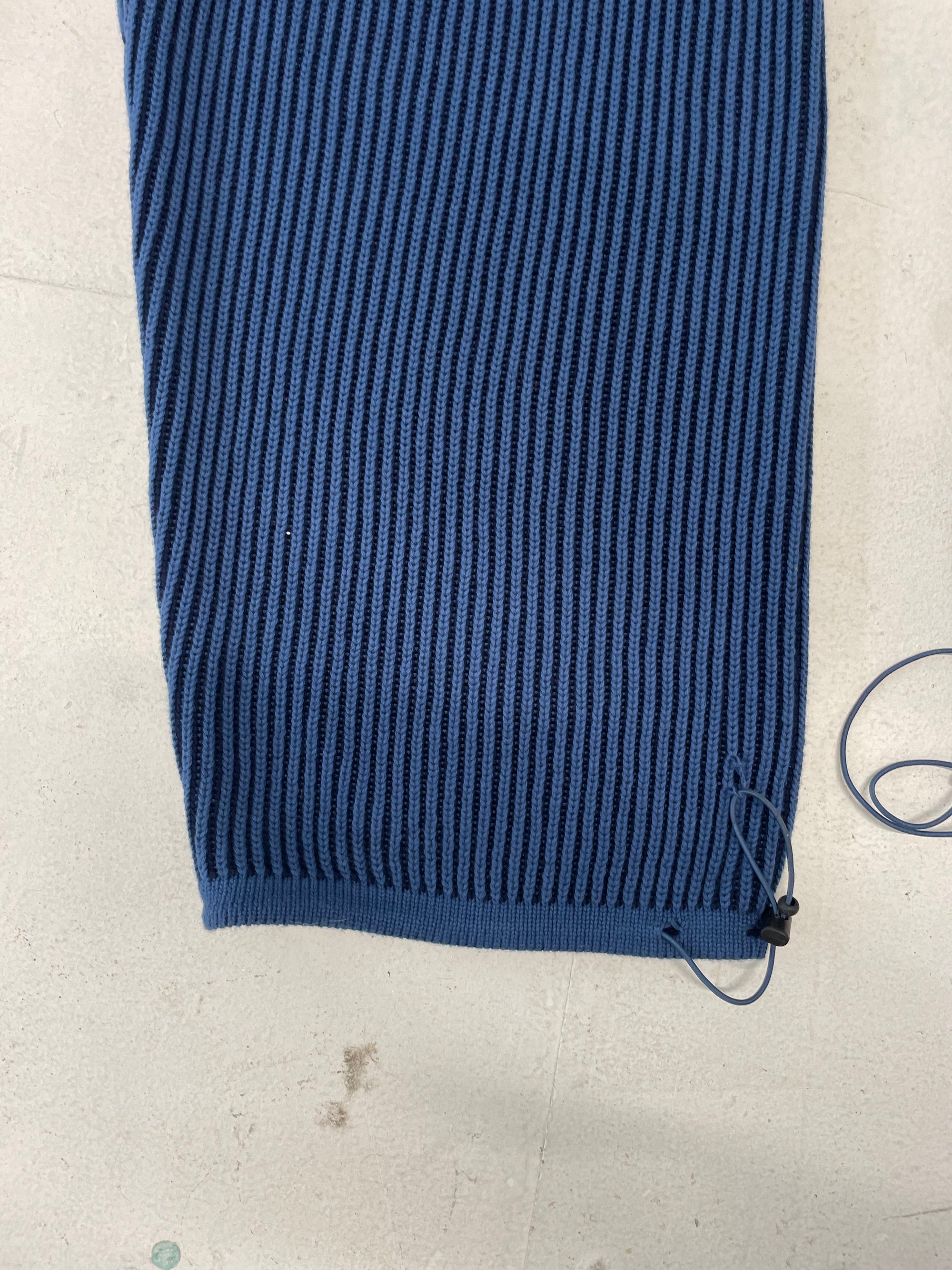 Blue 100% cotton rib knit tracksuit bottoms