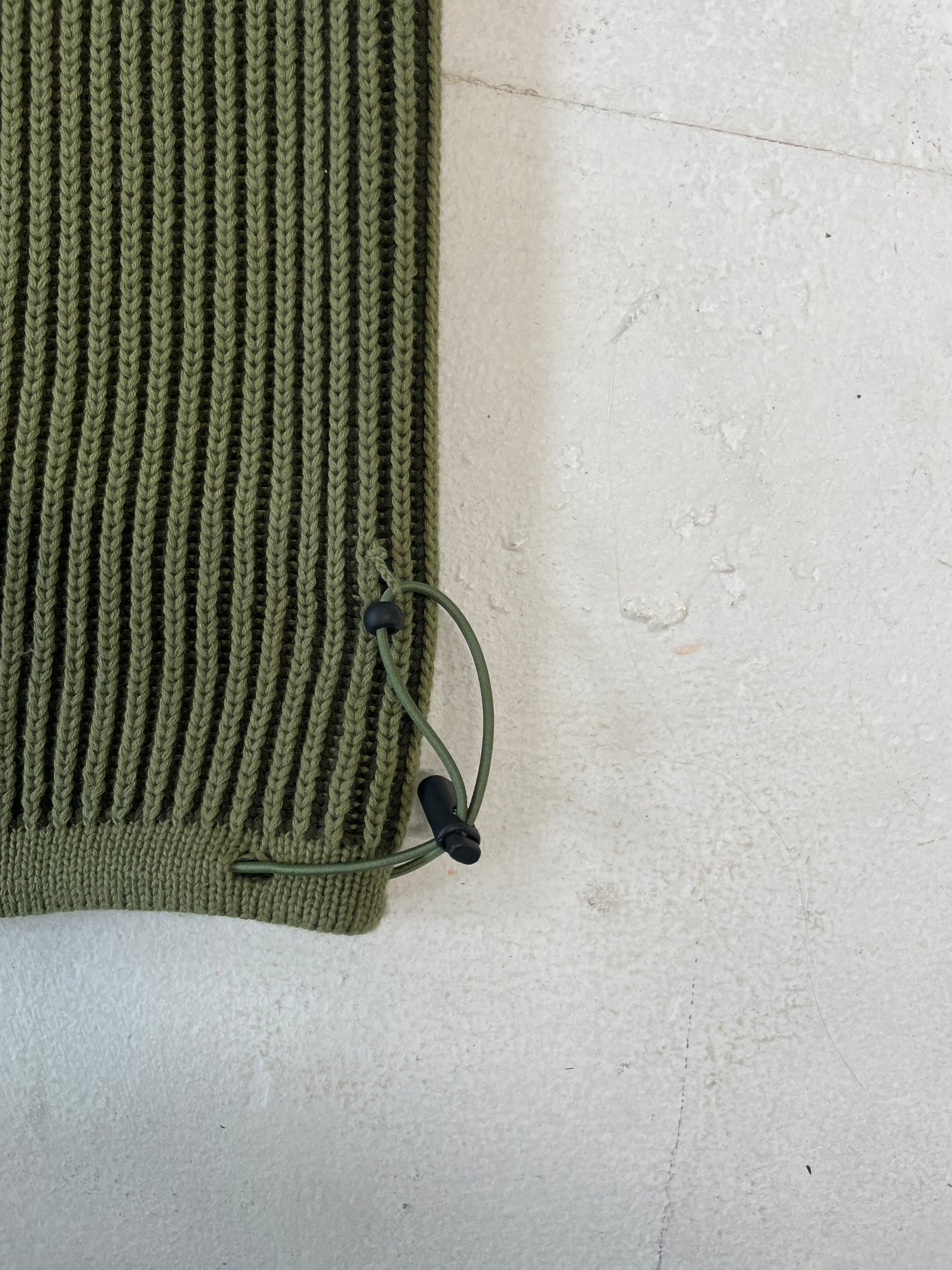 Khaki 100% cotton rib knit tracksuit bottoms