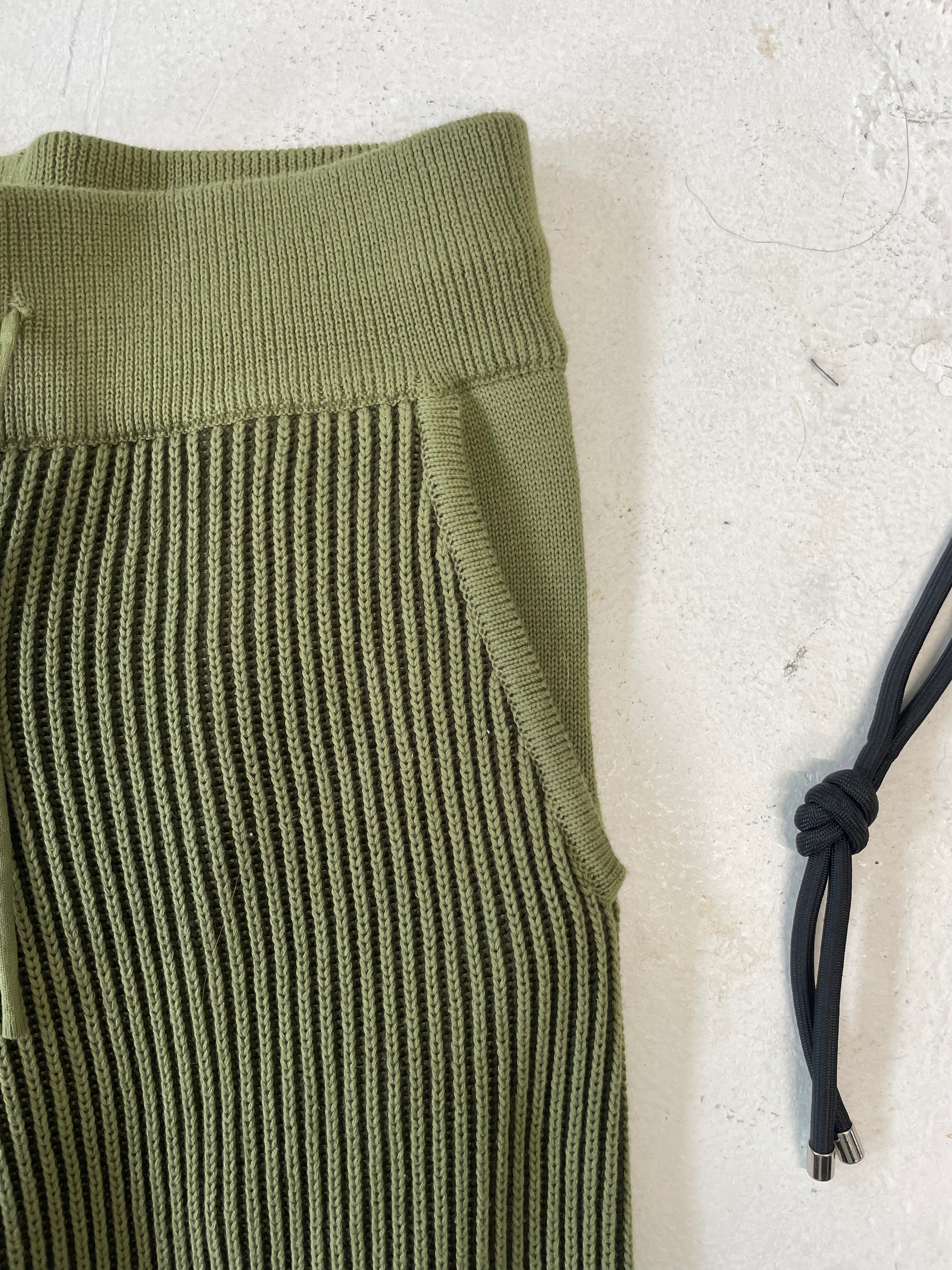 Khaki 100% cotton rib knit tracksuit bottoms