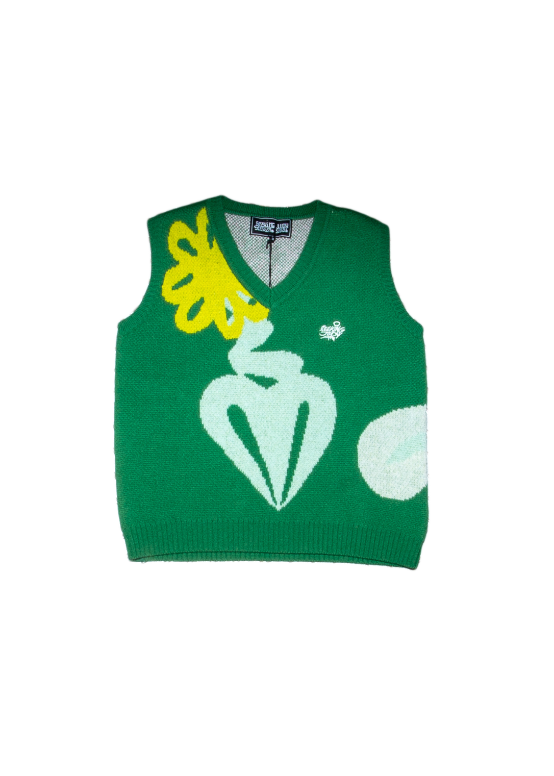 Green Sweater Vest with Flowers
