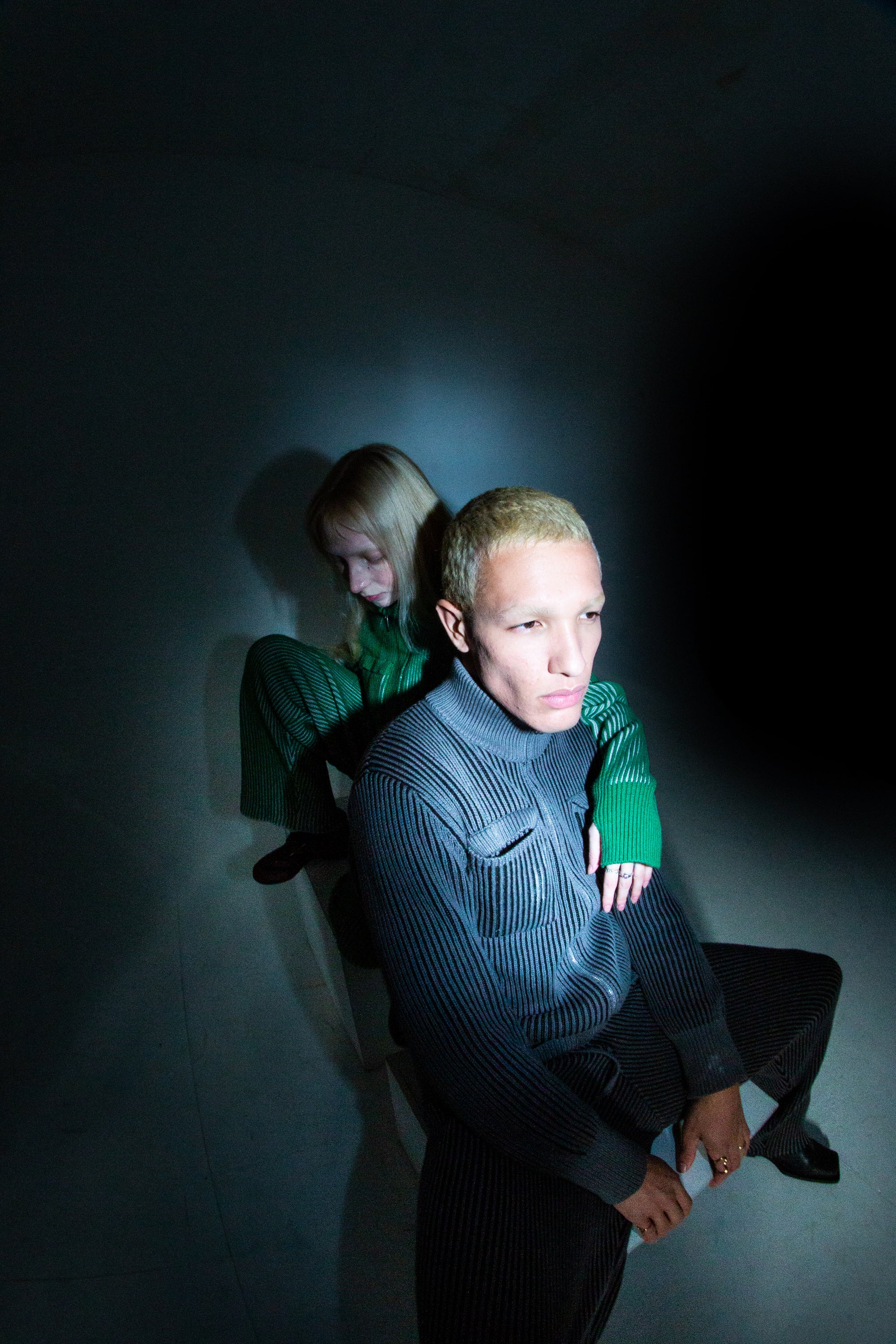 100% cotton rib knit tracksuit top Grey