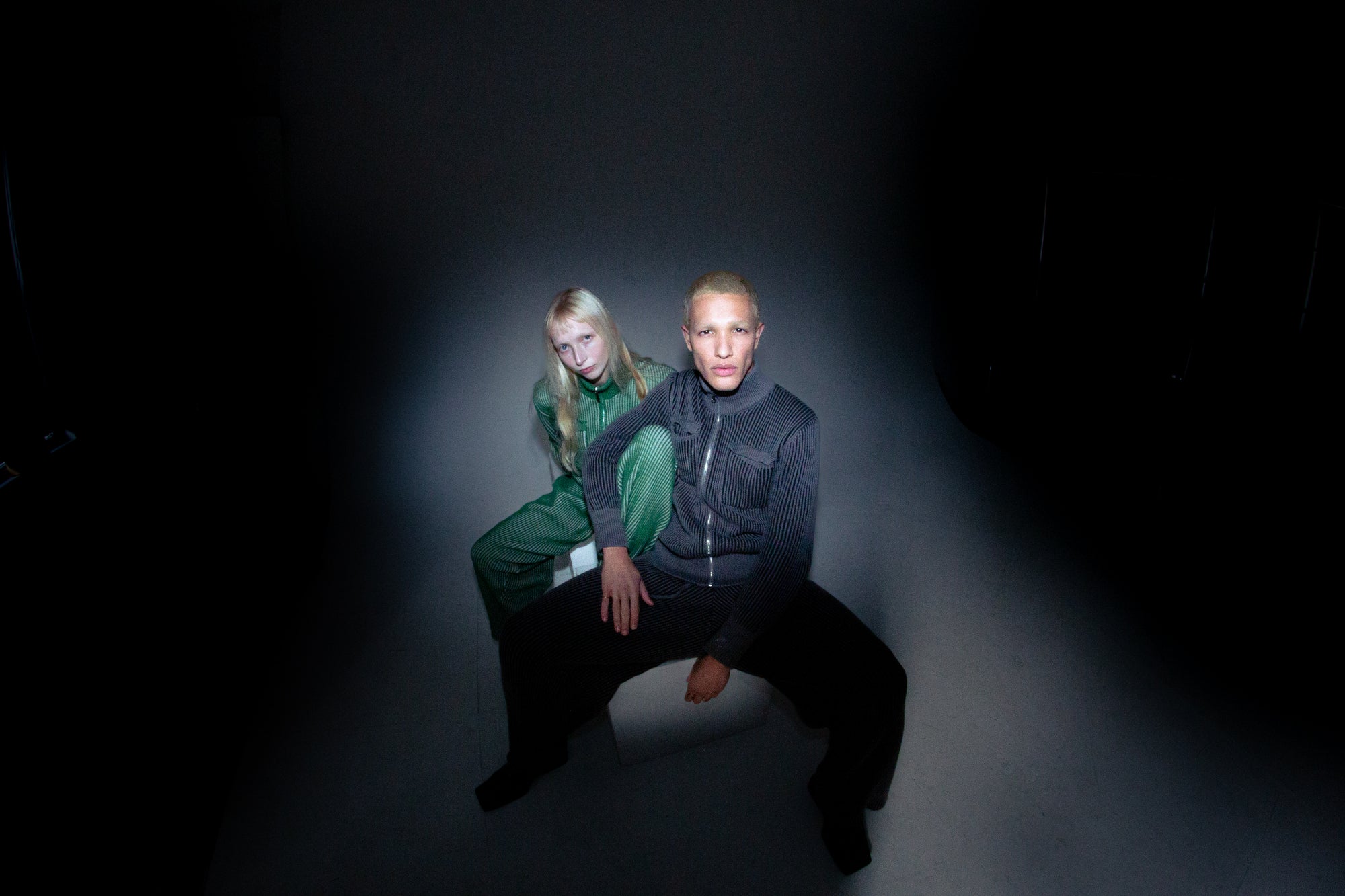 100% cotton rib knit tracksuit top Grey