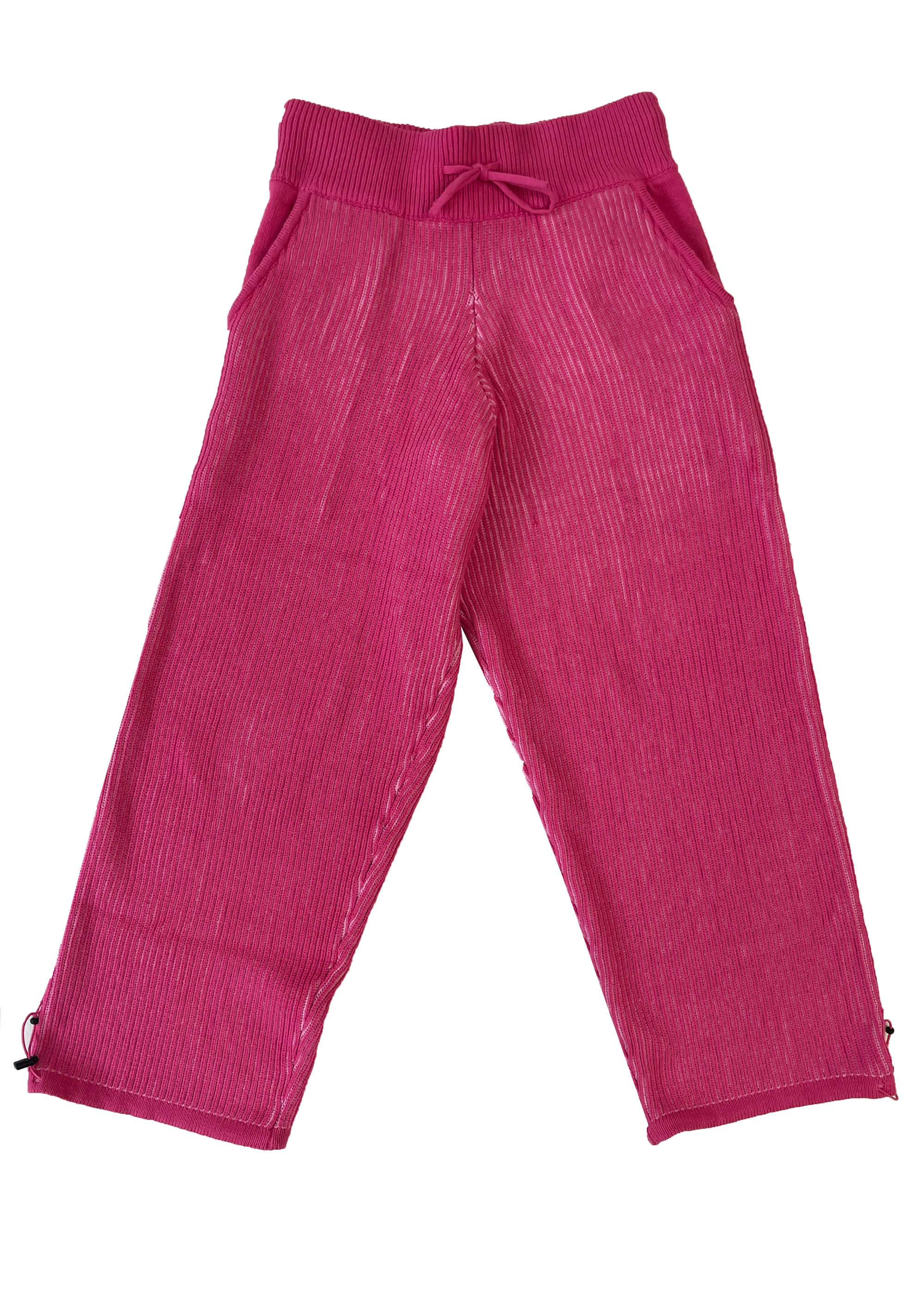 Pink 100% cotton rib knit tracksuit bottoms