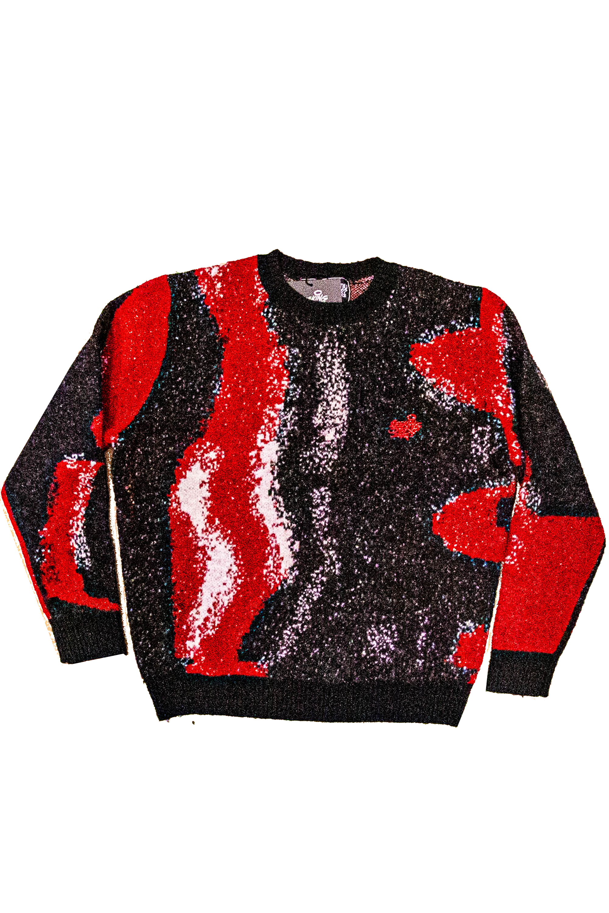 Red Distorted Crayon Drawing Knit