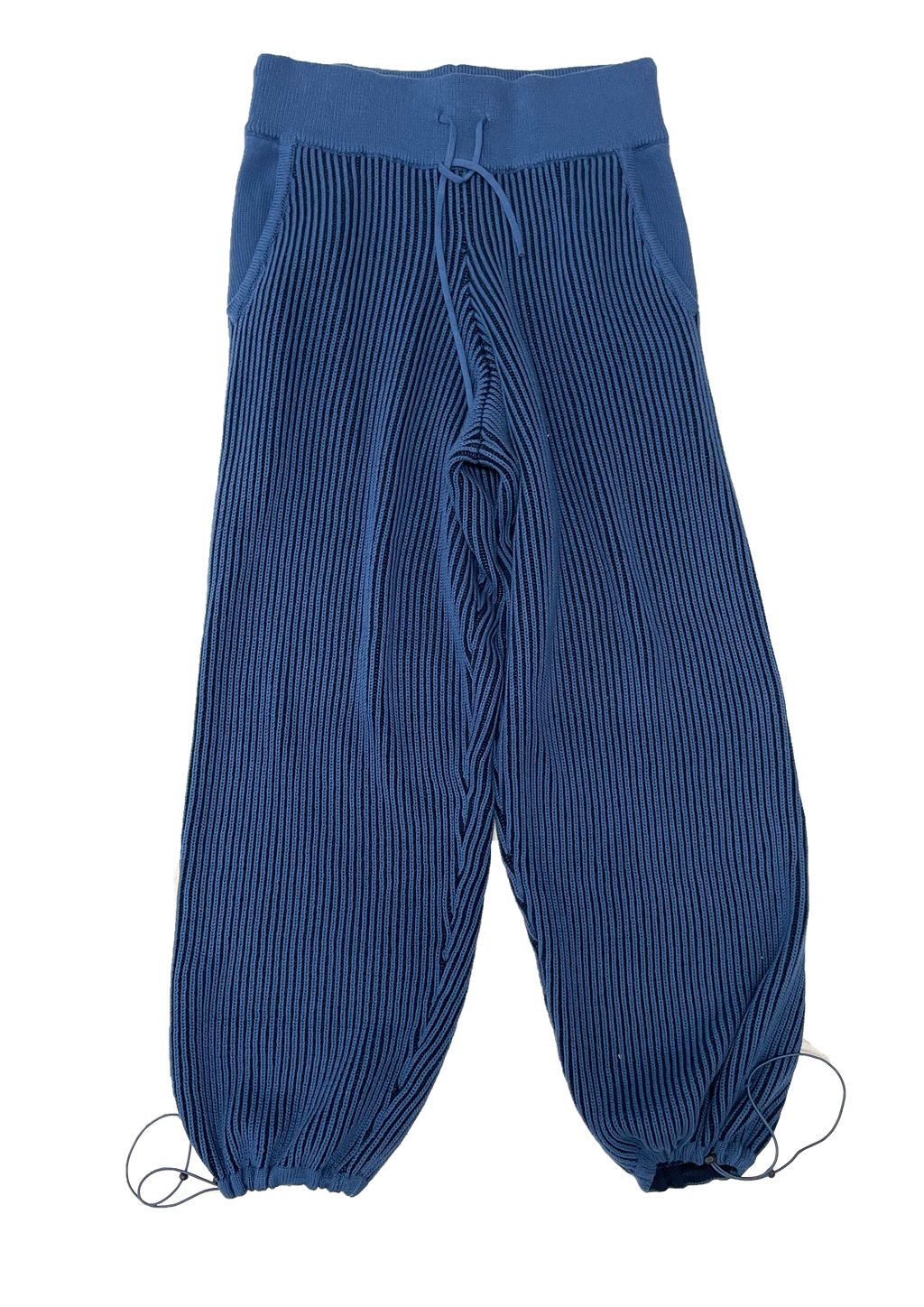 Blue 100% cotton rib knit tracksuit bottoms