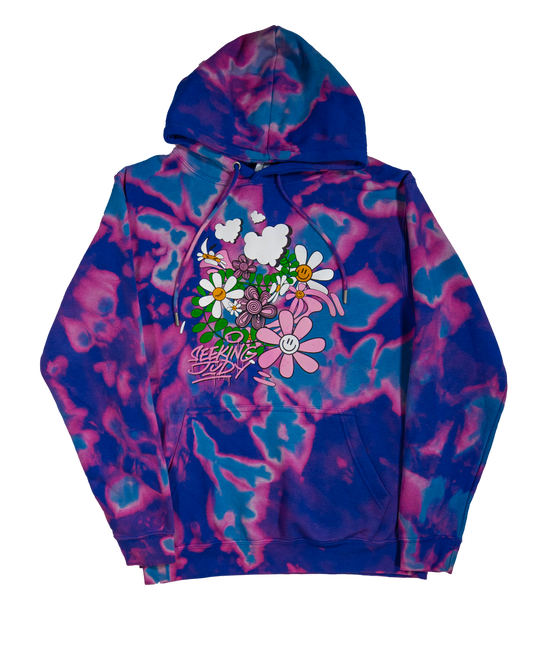 Peace, Leaves, Love' Tie dye organic hoodie