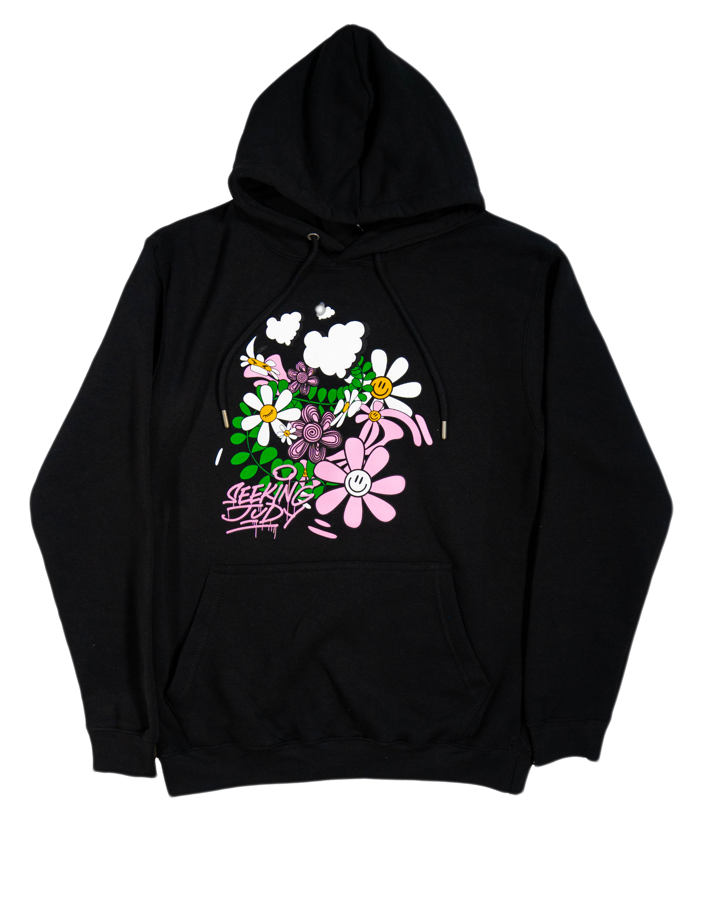 'Freshly cut grass' Black organic hoodie