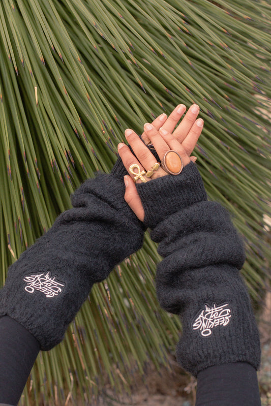 Black Mohair mittens / Arm and Leg warmers