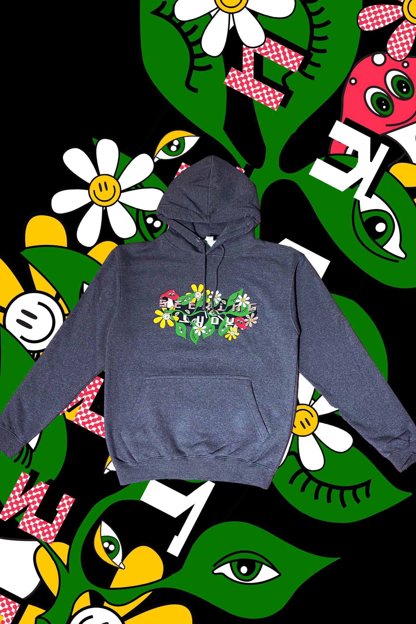 'Eye-vee' Hoodie in Heather Dark Grey