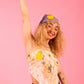 Naturally Dyed Organic Pink yellow, purple Bandana.