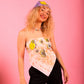 Naturally Dyed Organic Pink yellow, purple Bandana.