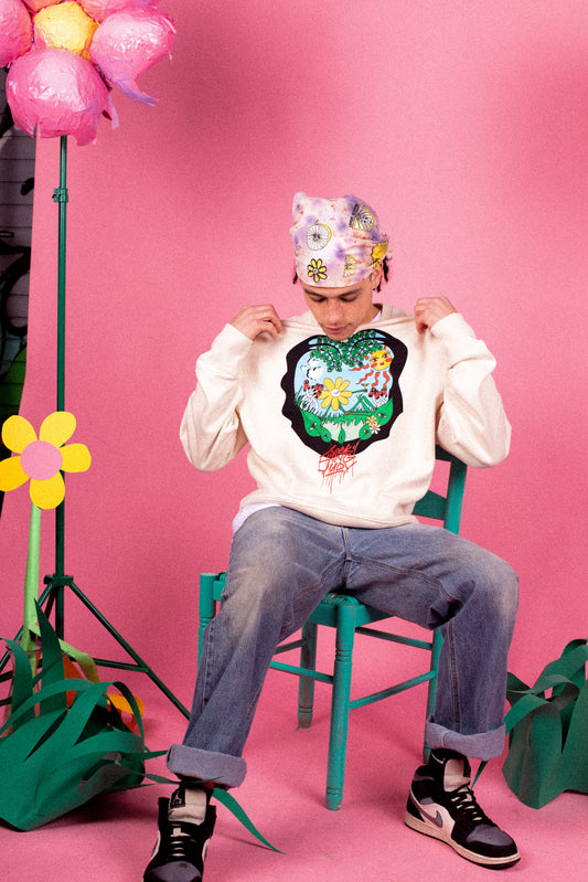 'Paradise' Super Heavy sweatshirt in Natural Cotton/ cream