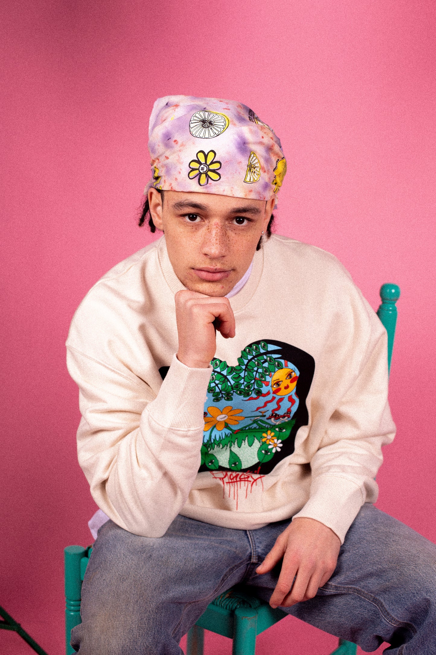 'Paradise' Super Heavy sweatshirt in Natural Cotton/ cream