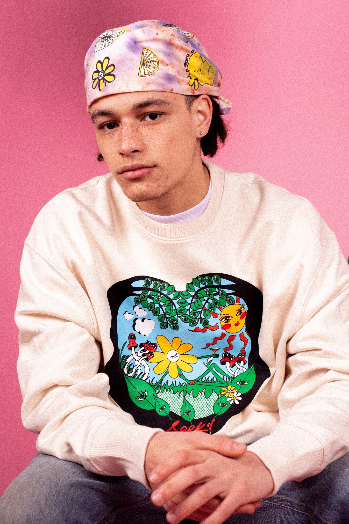 'Paradise' Super Heavy sweatshirt in Natural Cotton/ cream