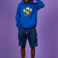 'Peace, Leaves, Love' Blue organic hoodie