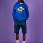 'Peace, Leaves, Love' Blue organic hoodie