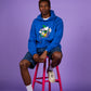 'Peace, Leaves, Love' Blue organic hoodie