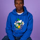 'Peace, Leaves, Love' Blue organic hoodie
