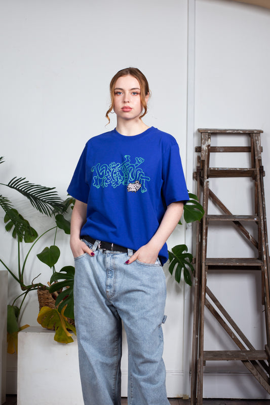 'Jungle Legs' Blue Organic T-shirt