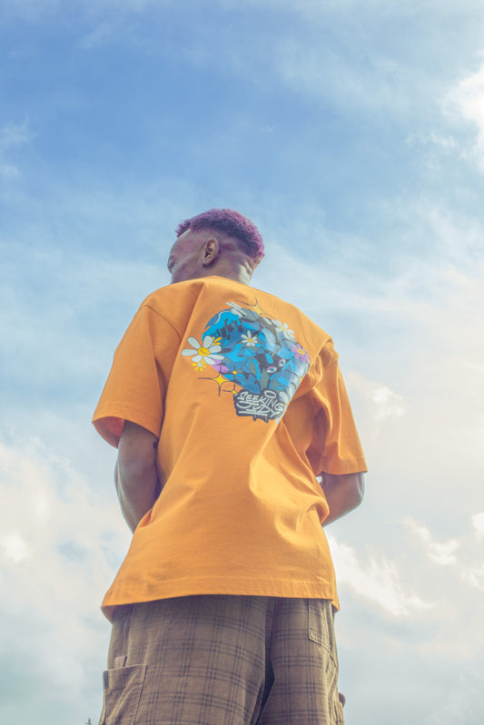 'Night Forest' Mustard Organic cotton T-shirt