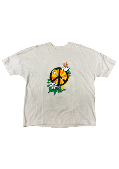 'Peace and Sunshine'  Neutral Organic Cotton Oversized Tee